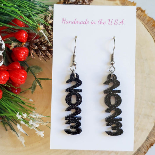 2023 Black Glitter Acrylic Earrings