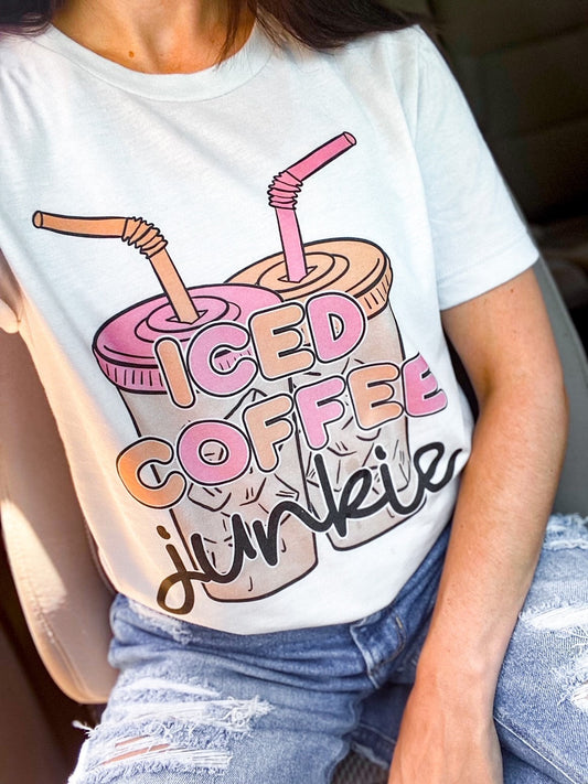 Iced Coffee Junkie Stone Graphic Tee