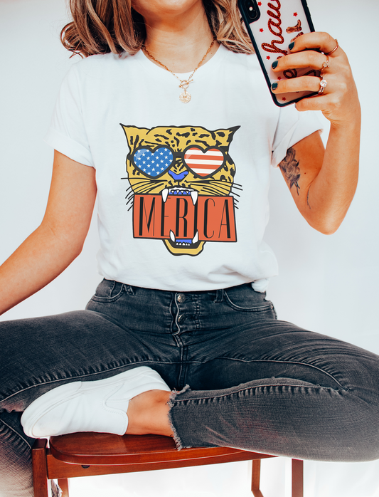 Merica Tiger White Graphic Tee