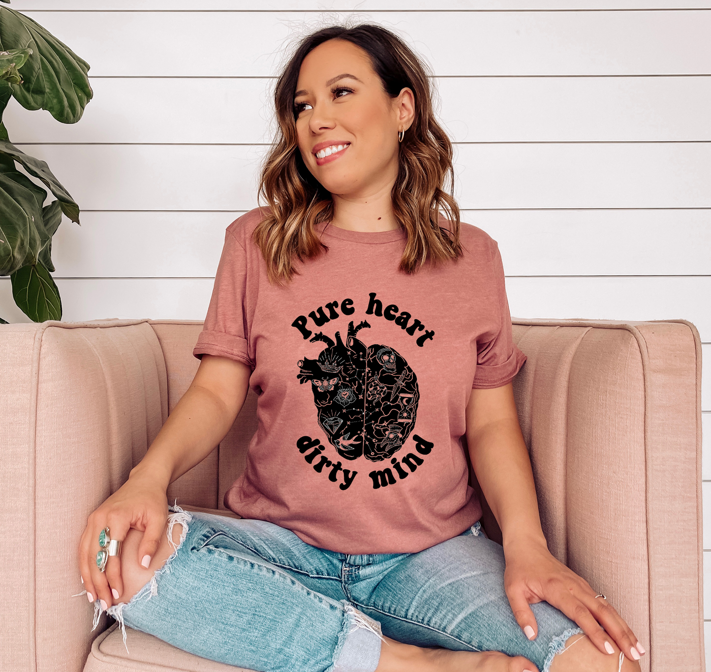 Pure Heart Dirty Mind Mauve Graphic Tee