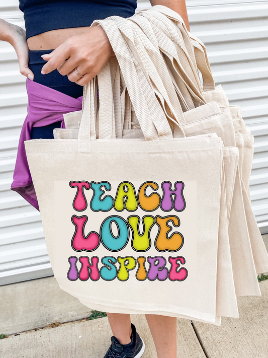 Teach Love Inspire Canvas Tote Bag